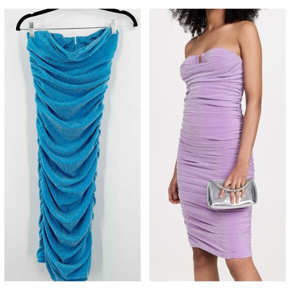 Bananhot NWT Alex Ruched Glitter Bodycon Dress in Blue size Small - Picture 1 of 9